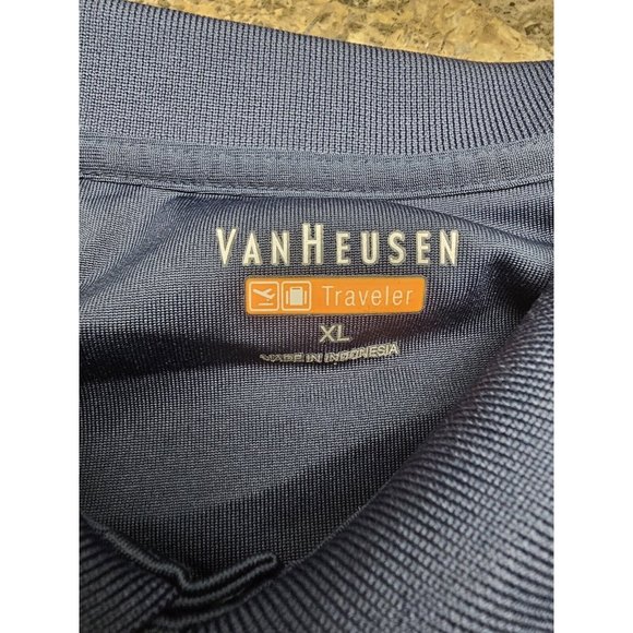 Van Heusen Traveler Blue Striped Polo Shirt Men's Size XL Short Sleeve - Picture 3 of 5